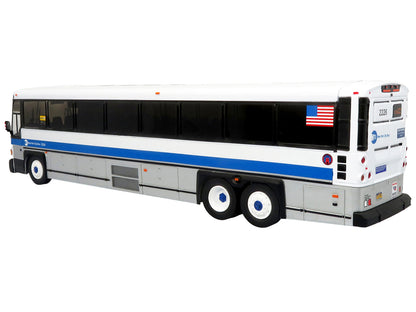 MCI D4500CT Express Coach Bus "MTA New York City Transit" White with Blue Stripes "The Bus & Motorcoach Collection" Limited Edition to 504 pieces Worldwide 1/50 Plastic Model by Iconic Replicas