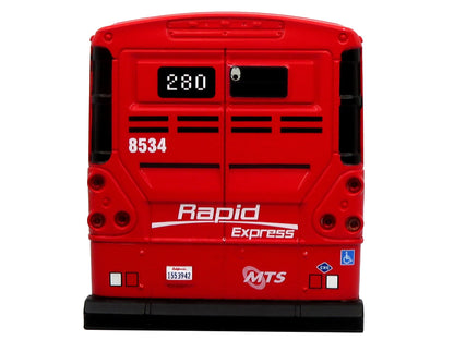 MCI D4500CT Commuter Coach Bus "San Diego MTS Rapid Express" White and Red "The Bus & Motorcoach Collection" Limited Edition to 504 pieces Worldwide 1/50 Plastic Model by Iconic Replicas