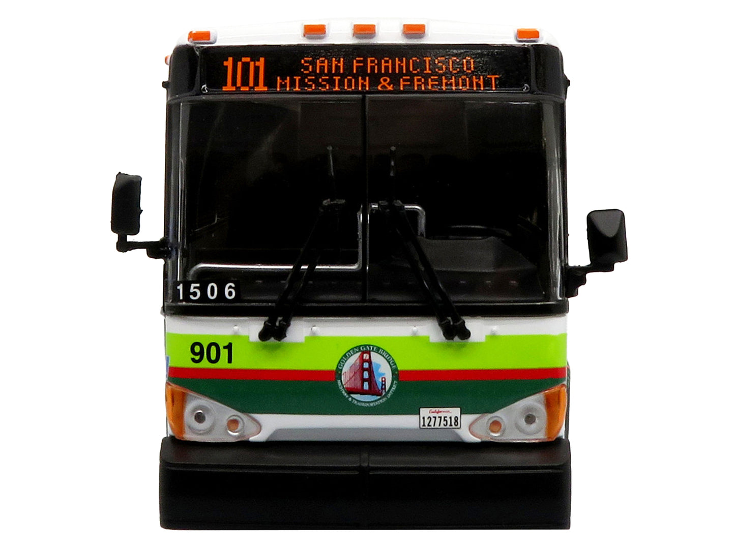 MCI D4500CT Commuter Coach Bus "Golden Gate Transit San Francisco" White with Green Stripes "The Bus & Motorcoach Collection" Limited Edition to 504 pieces Worldwide 1/50 Plastic Model by Iconic Replicas