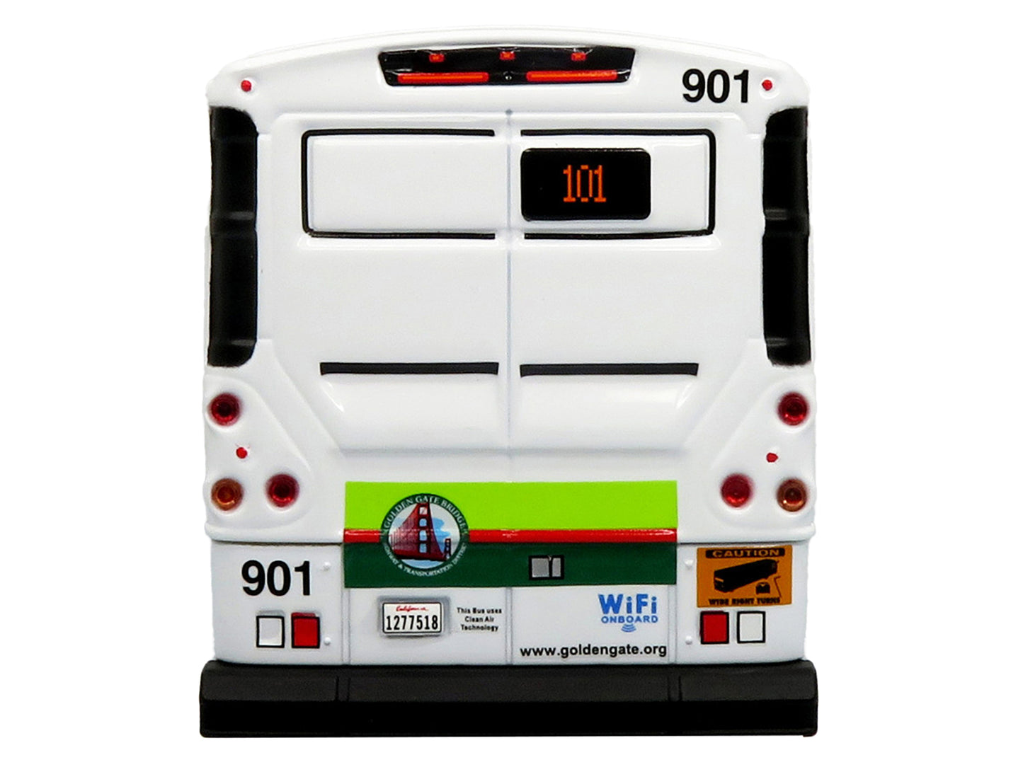 MCI D4500CT Commuter Coach Bus "Golden Gate Transit San Francisco" White with Green Stripes "The Bus & Motorcoach Collection" Limited Edition to 504 pieces Worldwide 1/50 Plastic Model by Iconic Replicas