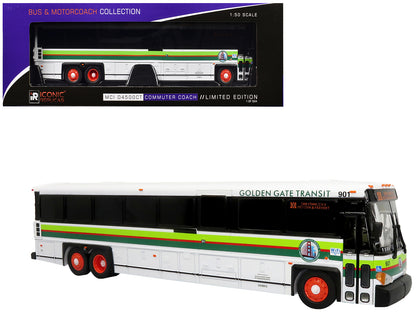 MCI D4500CT Commuter Coach Bus "Golden Gate Transit San Francisco" White with Green Stripes "The Bus & Motorcoach Collection" Limited Edition to 504 pieces Worldwide 1/50 Plastic Model by Iconic Replicas