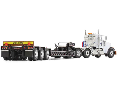 Peterbilt 367 Day Cab White "Komatsu" and Talbert 55SA Tri-Axle Lowboy Trailer Black 1/50 Diecast Model by First Gear