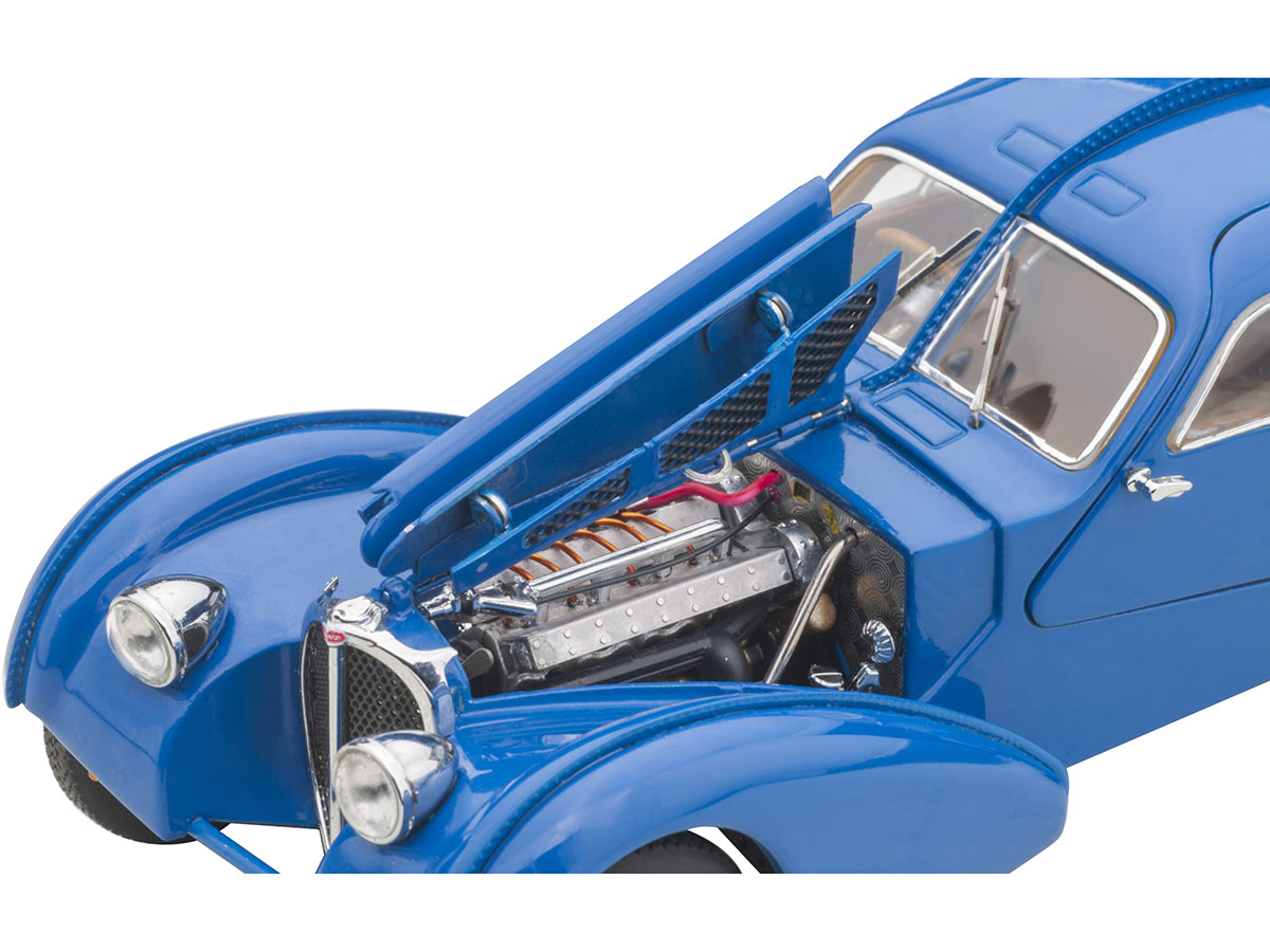 1938 Bugatti Type 57SC Atlantic with Metal Wire-Spoke Wheels Blue 1/43 Diecast Model Car by Autoart