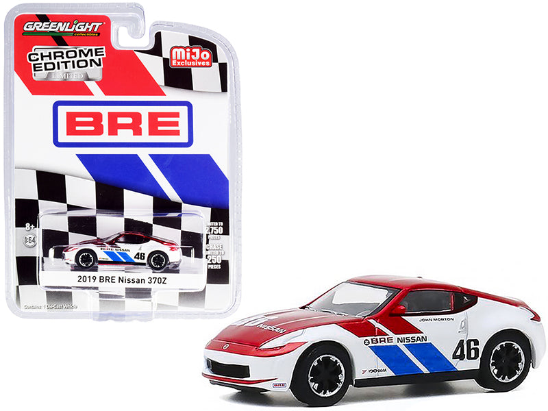 2019 Nissan 370Z #46 John Morton Chrome Red and White "BRE" (Brock Racing Enterprises) "Chrome Edition" Limited Edition to 2750 pieces Worldwide 1/64 Diecast Model Car by Greenlight