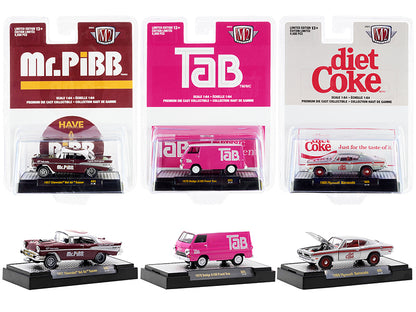 "3 Sodas" Set of 3 pieces Release 5 Limited Edition to 9600 pieces Worldwide 1/64 Diecast Model Cars by M2 Machines