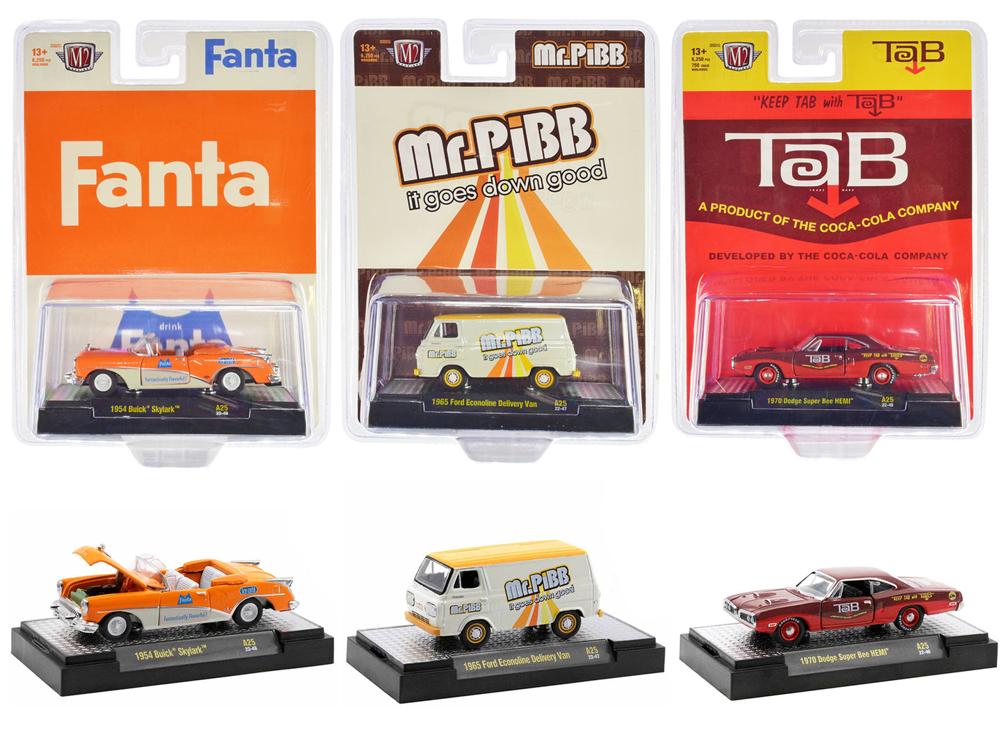 "Sodas" Set of 3 pieces Release 25 Limited Edition to 6250 pieces Worldwide 1/64 Diecast Model Cars by M2 Machines