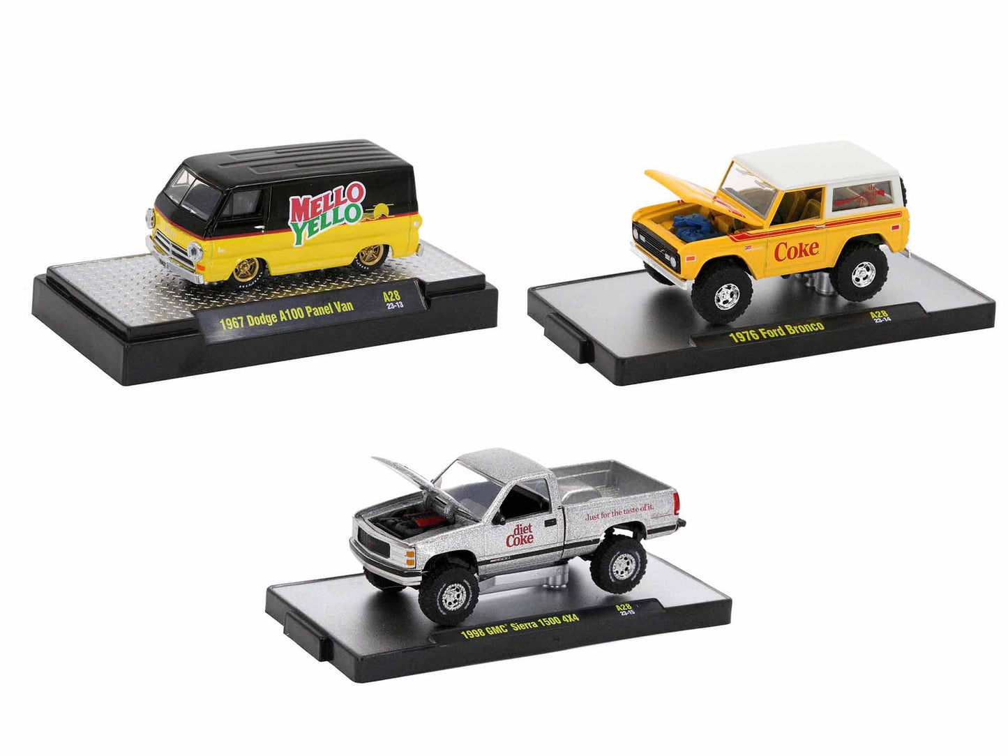 "Sodas" Set of 3 pieces Release 28 Limited Edition to 4650 pieces Worldwide 1/64 Diecast Model Cars by M2 Machines