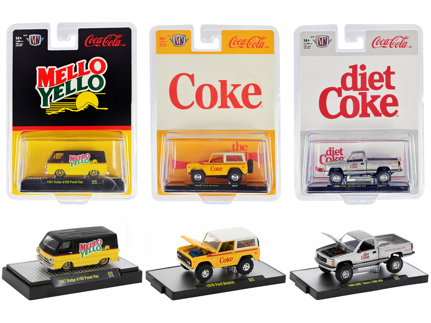 "Sodas" Set of 3 pieces Release 28 Limited Edition to 4650 pieces Worldwide 1/64 Diecast Model Cars by M2 Machines