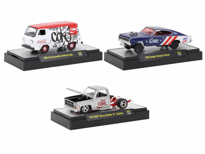 "Coca-Cola" Set of 3 pieces Release 32 Limited Edition to 9250 pieces Worldwide 1/64 Diecast Model Cars by M2 Machines