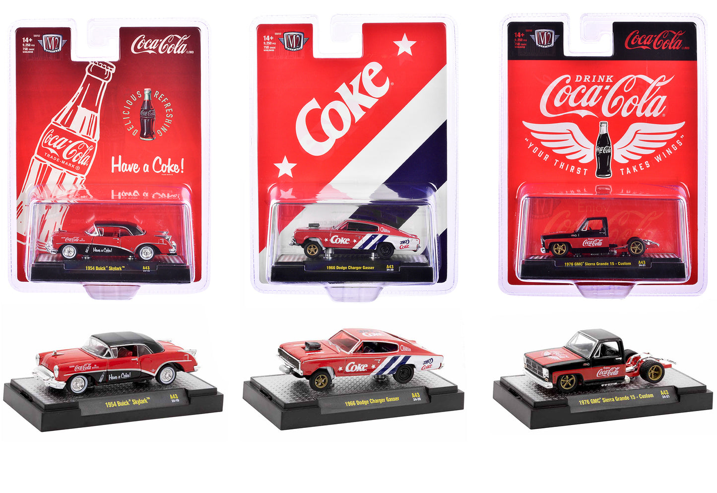 "Coca-Cola" Set of 3 pieces Release 43 Limited Edition to 10000 pieces Worldwide 1/64 Diecast Model Cars by M2 Machines