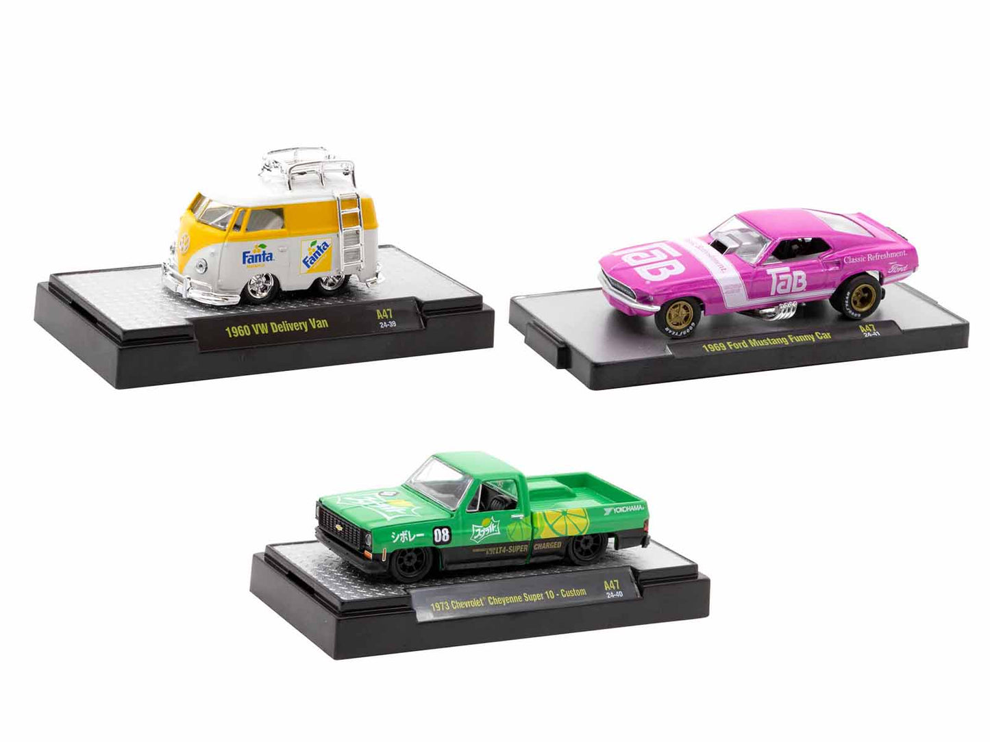 "Sodas" Set of 3 pieces Release 47 Limited Edition to 9250 pieces Worldwide 1/64 Diecast Model Cars by M2 Machines