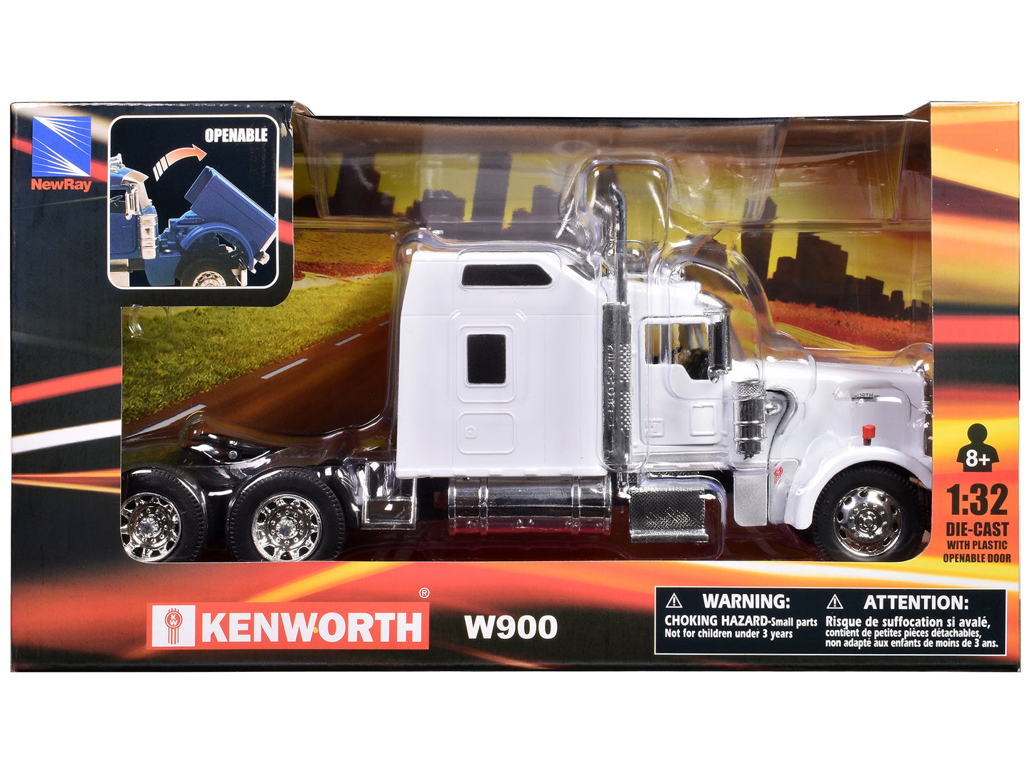 Kenworth W900 Truck Tractor White 1/32 Diecast Model by New Ray