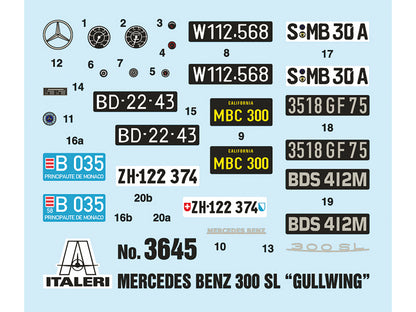 Skill 3 Model Kit Mercedes Benz 300 SL Gullwing 1/24 Scale Model by Italeri