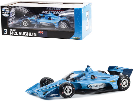 Dallara IndyCar #3 Scott McLaughlin "Gallagher" Team Penske (Road Course Configuration) "NTT IndyCar Series" (2022) 1/18 Diecast Model Car by Greenlight