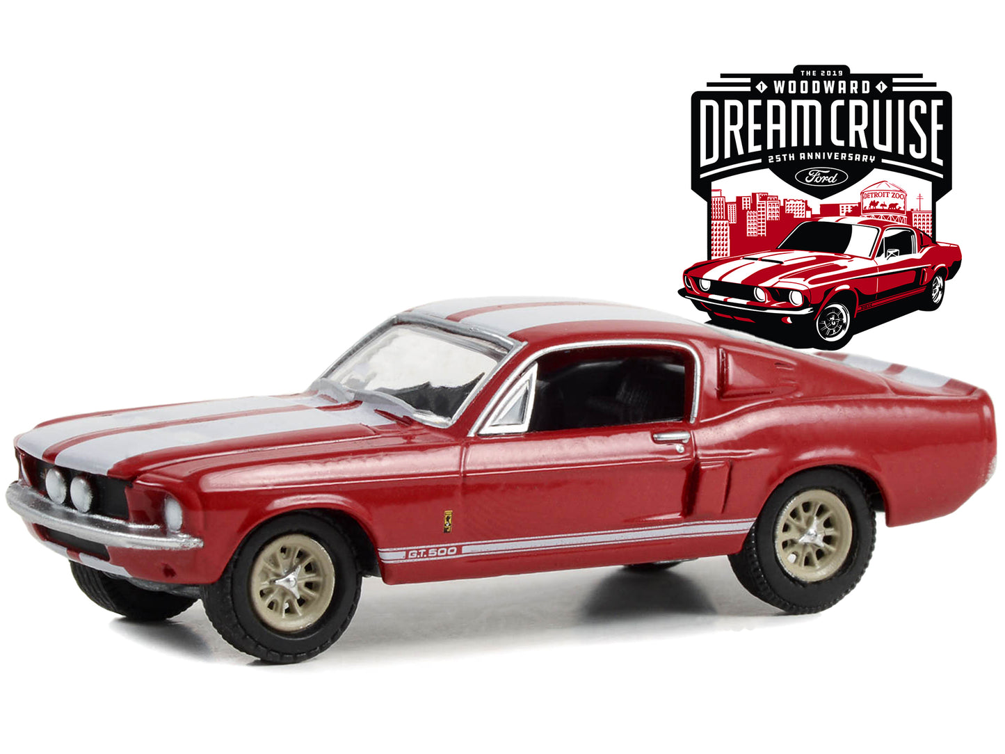 1967 Shelby GT-500 Red with White Stripes "25th Annual Woodward Dream Cruise Featured Heritage Vehicle" (2019) "Woodward Dream Cruise" Series 1 1/64 Diecast Model Car by Greenlight