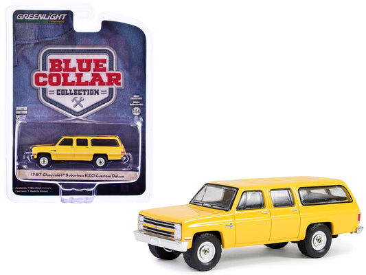 1987 Chevrolet Suburban K20 Custom Deluxe Construction Yellow "Blue Collar Collection" Series 13 1/64 Diecast Model Car by Greenlight