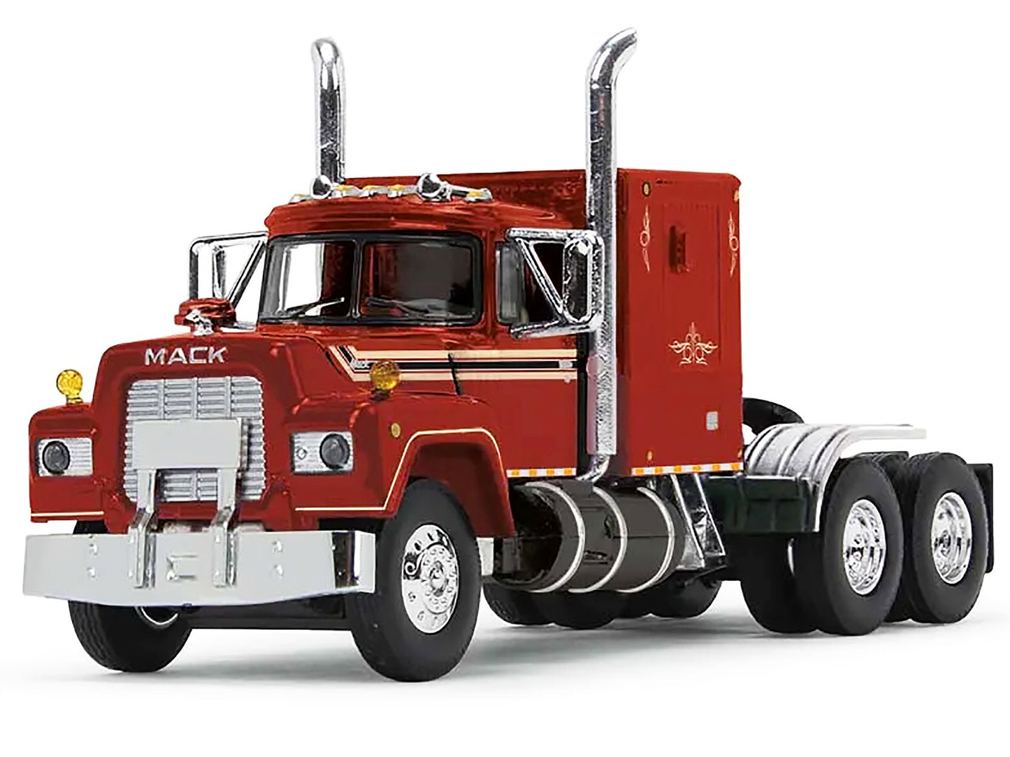 Mack R Sleeper Trio Set of 3 Truck Tractors in Red Blue and Yellow 1/64 Diecast Models by DCP/First Gear