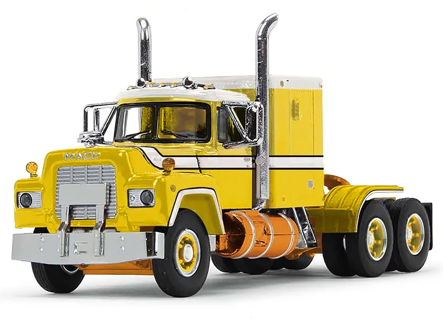 Mack R Sleeper Trio Set of 3 Truck Tractors in Red Blue and Yellow 1/64 Diecast Models by DCP/First Gear