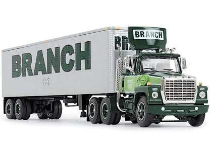 Ford LT-9000 Day Cab with Vintage 40' Dry Goods Tandem-Axle Trailer Green "Branch Motor Express" 1/64 Diecast Model by DCP/First Gear