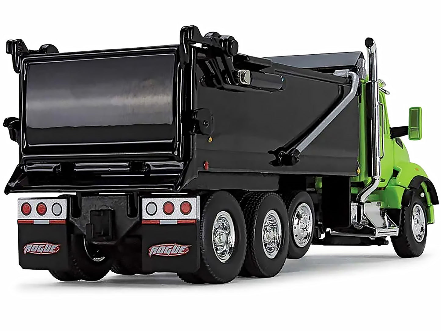 Kenworth T880 Day Cab with Rogue Transfer Dump Body Truck Lime Green and Black 1/64 Diecast Model by DCP/First Gear