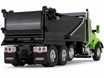 Kenworth T880 Day Cab with Rogue Transfer Dump Body Truck Lime Green and Black 1/64 Diecast Model by DCP/First Gear