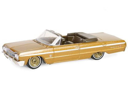 1964 Chevrolet Impala Convertible Lowrider Gold Metallic with Gold Interior "California Lowriders" Series 5 1/64 Diecast Model Car by Greenlight