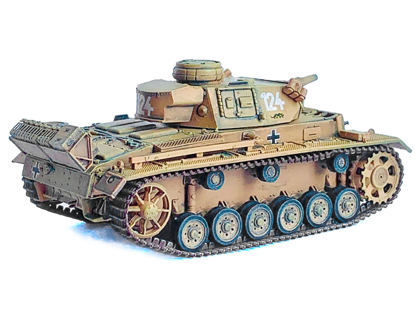 Germany Pz.Kpfw.III Ausf.N DAK Tank #124 "s.Pz.Abt.501 Tunisia Tiger Insignia" (1942/43) "NEO Dragon Armor" Series 1/72 Plastic Model by Dragon Models