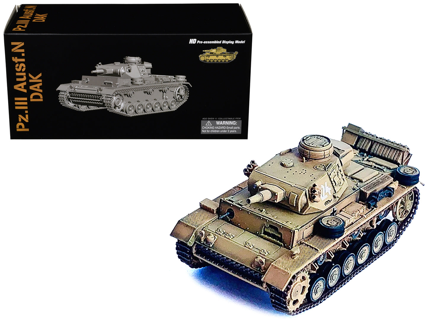 Germany Pz.Kpfw.III Ausf.N DAK Tank #124 "s.Pz.Abt.501 Tunisia Tiger Insignia" (1942/43) "NEO Dragon Armor" Series 1/72 Plastic Model by Dragon Models