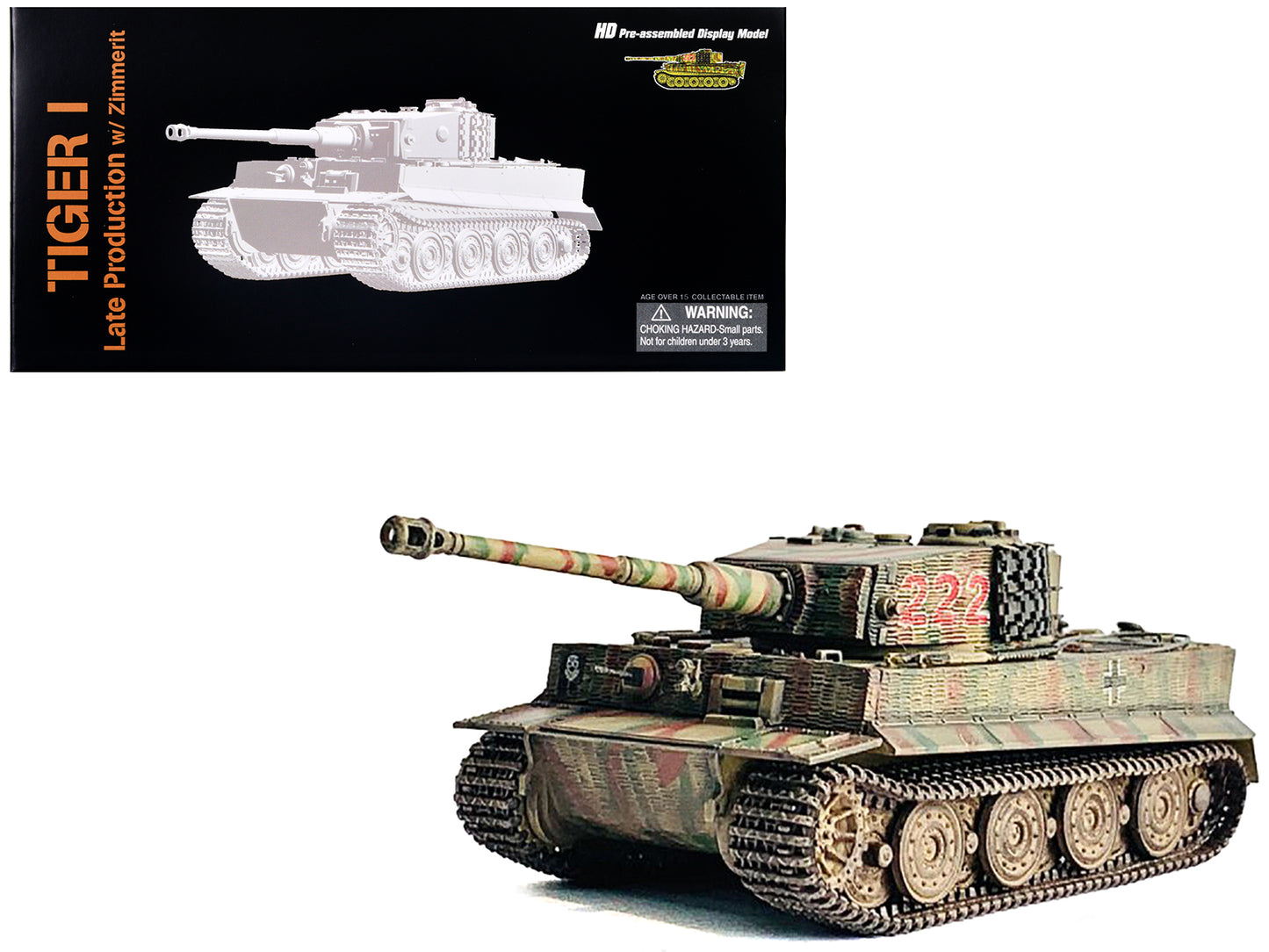 Germany Tiger I Late Production with Zimmerit Tank "Wittmann's Tiger #222 s.Pz.Abt.101 Normandy" (1944) "NEO Dragon Armor" Series 1/72 Plastic Model by Dragon Models