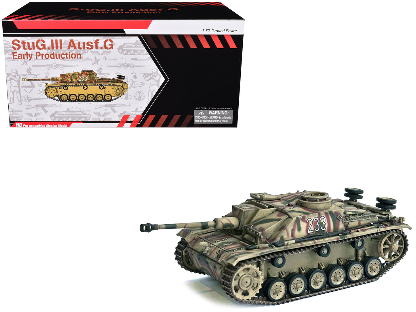 Germany StuG III Ausf. G "Early Production" Tank "#233 Pz.Abt. 103 3.Pz.Gren. Div. Rome" (1943) "NEO Dragon Armor" Series 1/72 Plastic Model by Dragon Models