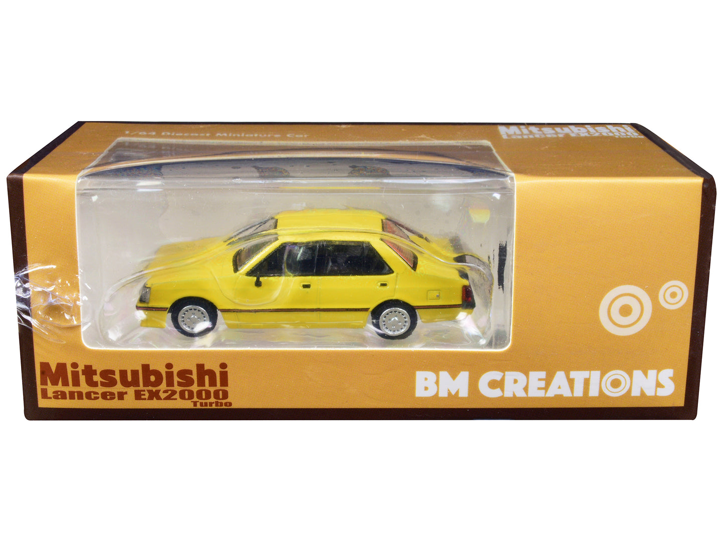 Mitsubishi Lancer EX2000 Turbo Yellow with Stripes with Extra Wheels 1/64 Diecast Model Car by BM Creations