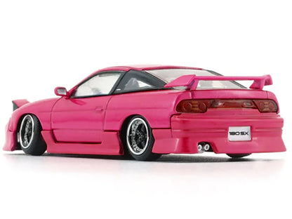 Nissan 180SX PRS13 RHD (Right Hand Drive) Pink Metallic with Extra Wheels and Accessories 1/64 Diecast Model Car by BM Creations