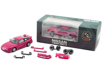 Nissan 180SX PRS13 RHD (Right Hand Drive) Pink Metallic with Extra Wheels and Accessories 1/64 Diecast Model Car by BM Creations