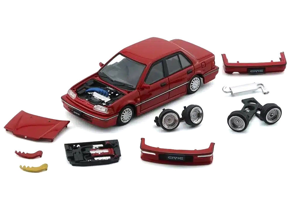 Honda Civic EF2 RHD (Right Hand Drive) Red with Accessories 1/64 Diecast Model Car by BM Creations