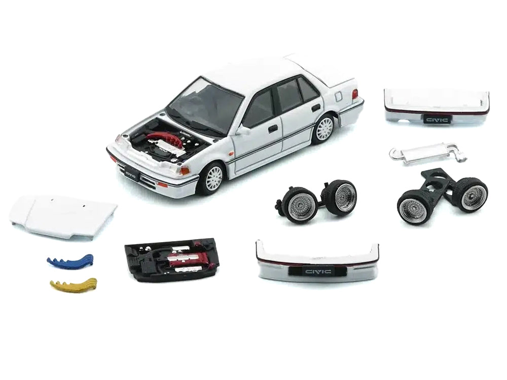 Honda Civic EF2 RHD (Right Hand Drive) White with Accessories 1/64 Diecast Model Car by BM Creations