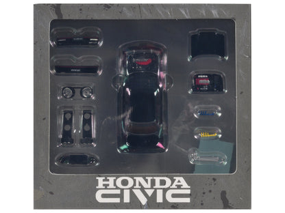 Honda Civic EF2 RHD (Right Hand Drive) Black with Accessories 1/64 Diecast Model Car by BM Creations