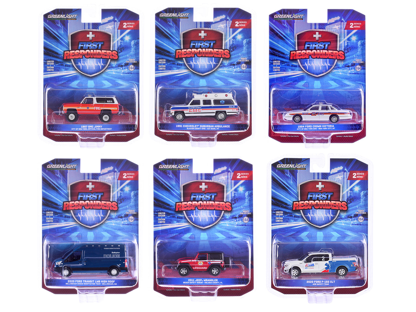 "First Responders" Set of 6 pieces Series 2 1/64 Diecast Model Cars by Greenlight