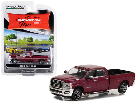 2022 Ram 3500 Limited Longhorn Pickup Truck Delmonico Red Metallic "Showroom Floor" Series 1 1/64 Diecast Model Car by Greenlight