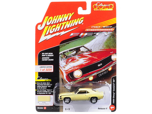 1969 Chevrolet Camaro SS Butternut Yellow 50th Anniversary Limited Edition to 3220pc Worldwide "Muscle Cars USA" 1/64 Diecast Model Car by Johnny Lightning