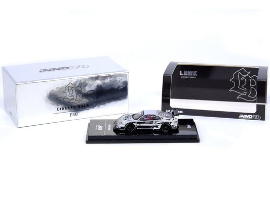 LBWK (Liberty Walk) F40 Chrome Silver 1/64 Diecast Model Car by Inno Models