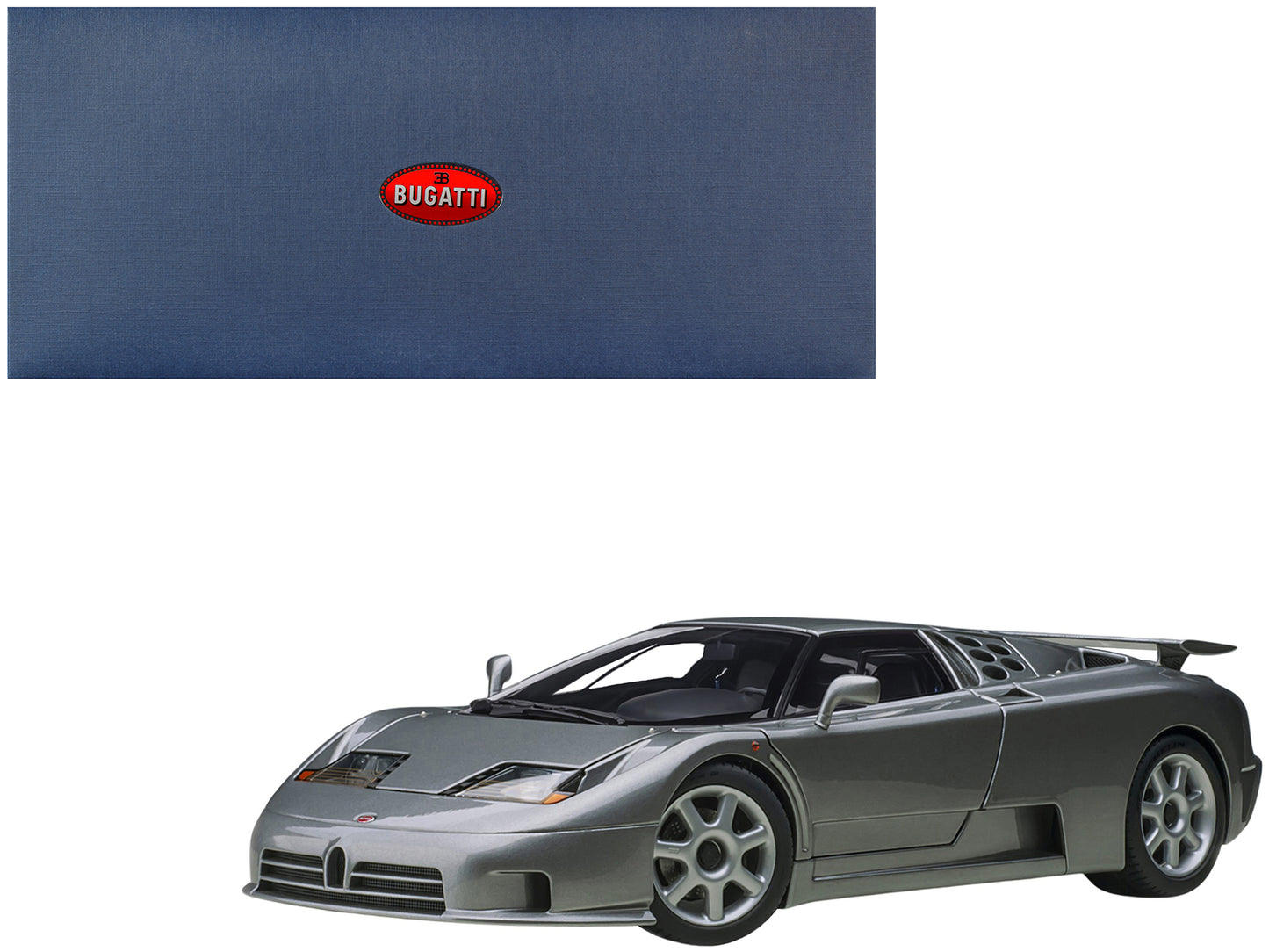 Bugatti EB110 SS Super Sport Grigio Metalizzatto Silver Metallic with Silver Wheels 1/18 Model Car by Autoart