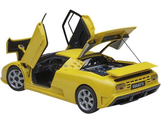 Bugatti EB110 SS Super Sport Giallo Bugatti Yellow with Silver Wheels 1/18 Model Car by Autoart