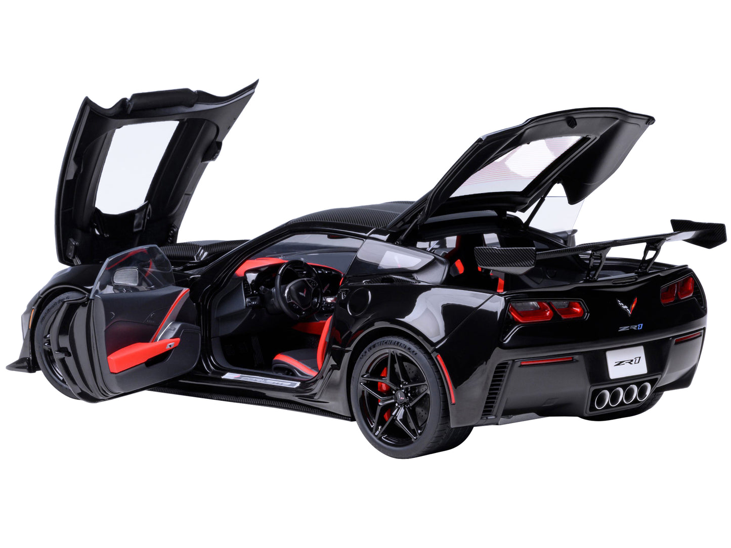 2019 Chevrolet Corvette C7 ZR1 Black with Carbon Top 1/18 Model Car by Autoart