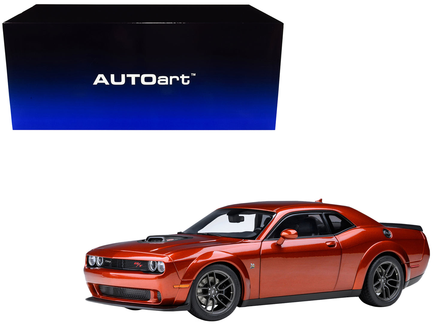 2022 Dodge Challenger R/T Scat Pack Widebody Sinamon Stick Orange 1/18 Model Car by Autoart