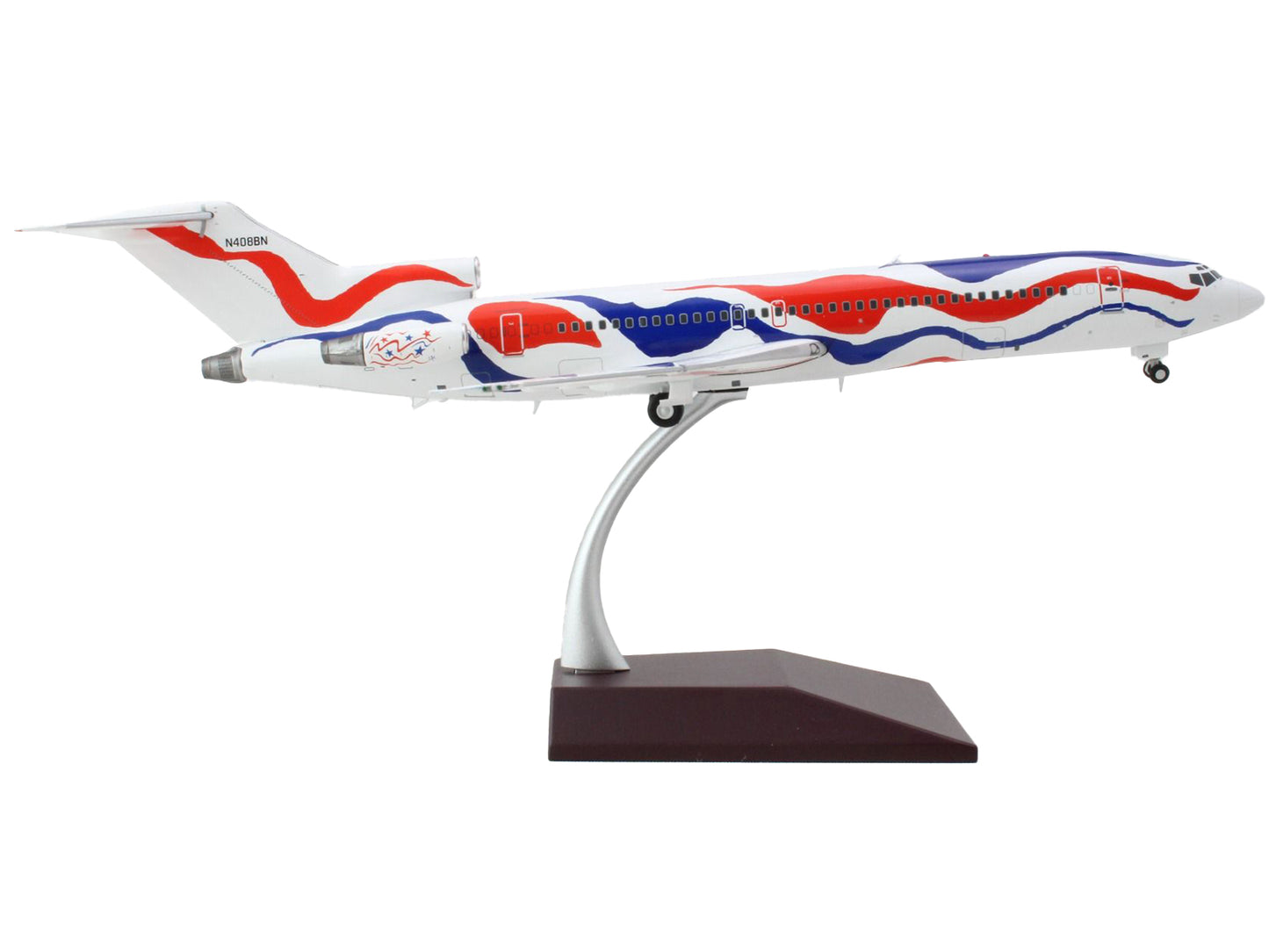 Boeing 727-200 Commercial Aircraft "Braniff International Airways - Calder Bicentennial Livery" White with Red and Blue Stripes "Gemini 200" Series 1/200 Diecast Model Airplane by GeminiJets