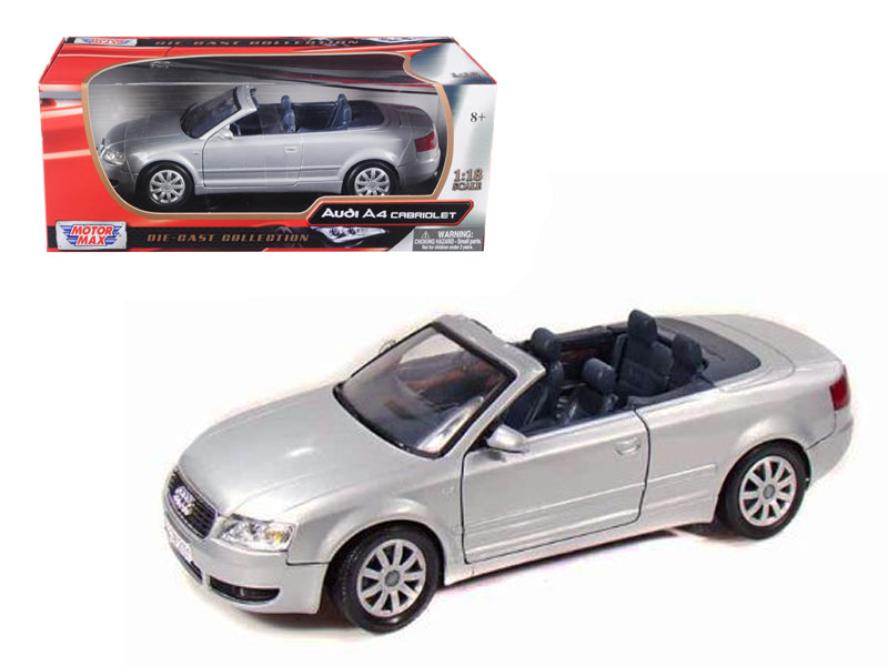 2004 Audi A4 Cabriolet Silver 1/18 Diecast Model Car by Motormax