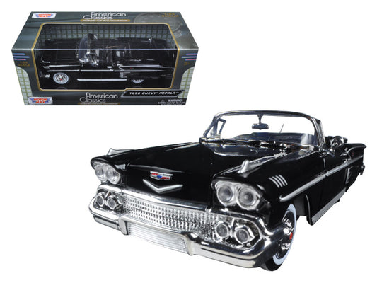 1958 Chevrolet Impala Convertible Black 1/24 Diecast Model Car by Motormax