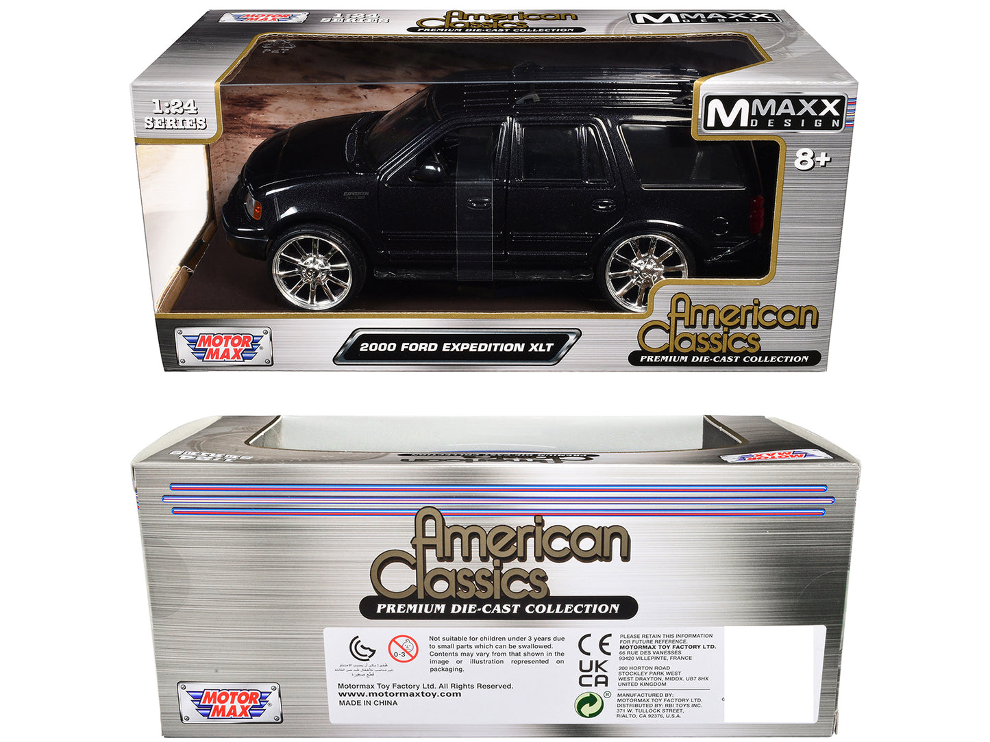 2000 Ford Expedition XLT Black Metallic "Maxx Design" "American Classics" Series 1/24 Diecast Model Car by Motormax