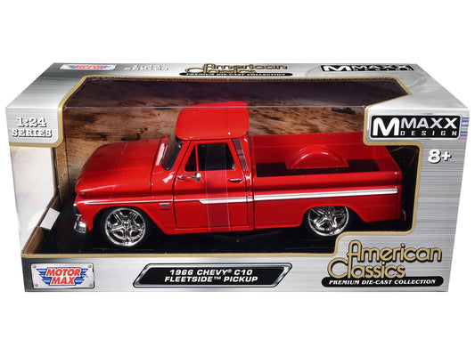 1966 Chevrolet C10 Fleetside Pickup Truck Red "Maxx Design" "American Classics" Series 1/24 Diecast Model Car by Motormax