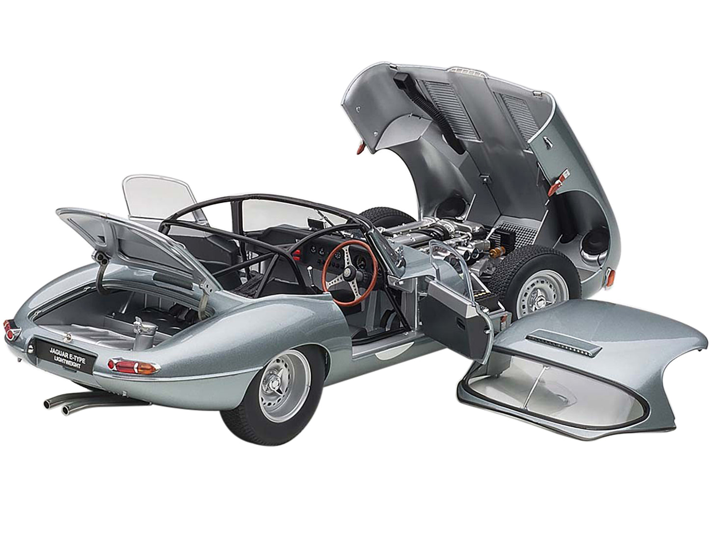 Jaguar Lightweight E Type Roadster RHD (Right Hand Drive) Dark Silver 1/18 Model Car by Autoart